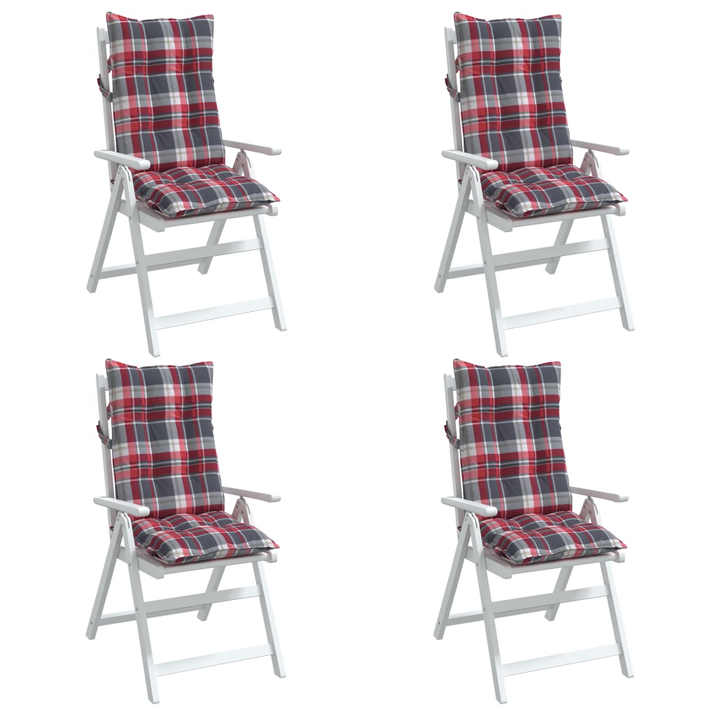 vidaXL Almofadões cadeira encosto alto 4 pcs oxford xadrez vermelho
