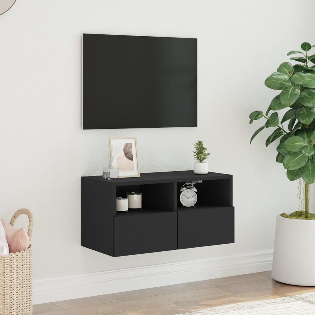 vidaXL Móvel de parede p/ TV 60x30x30 cm derivados de madeira preto