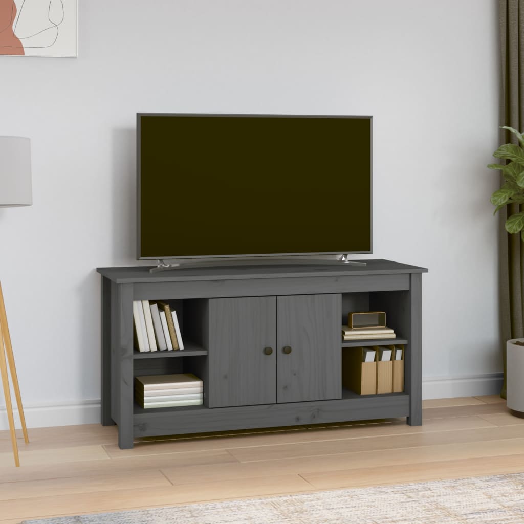 vidaXL Móvel de TV 103x36,5x52 cm madeira de pinho maciça cinzento