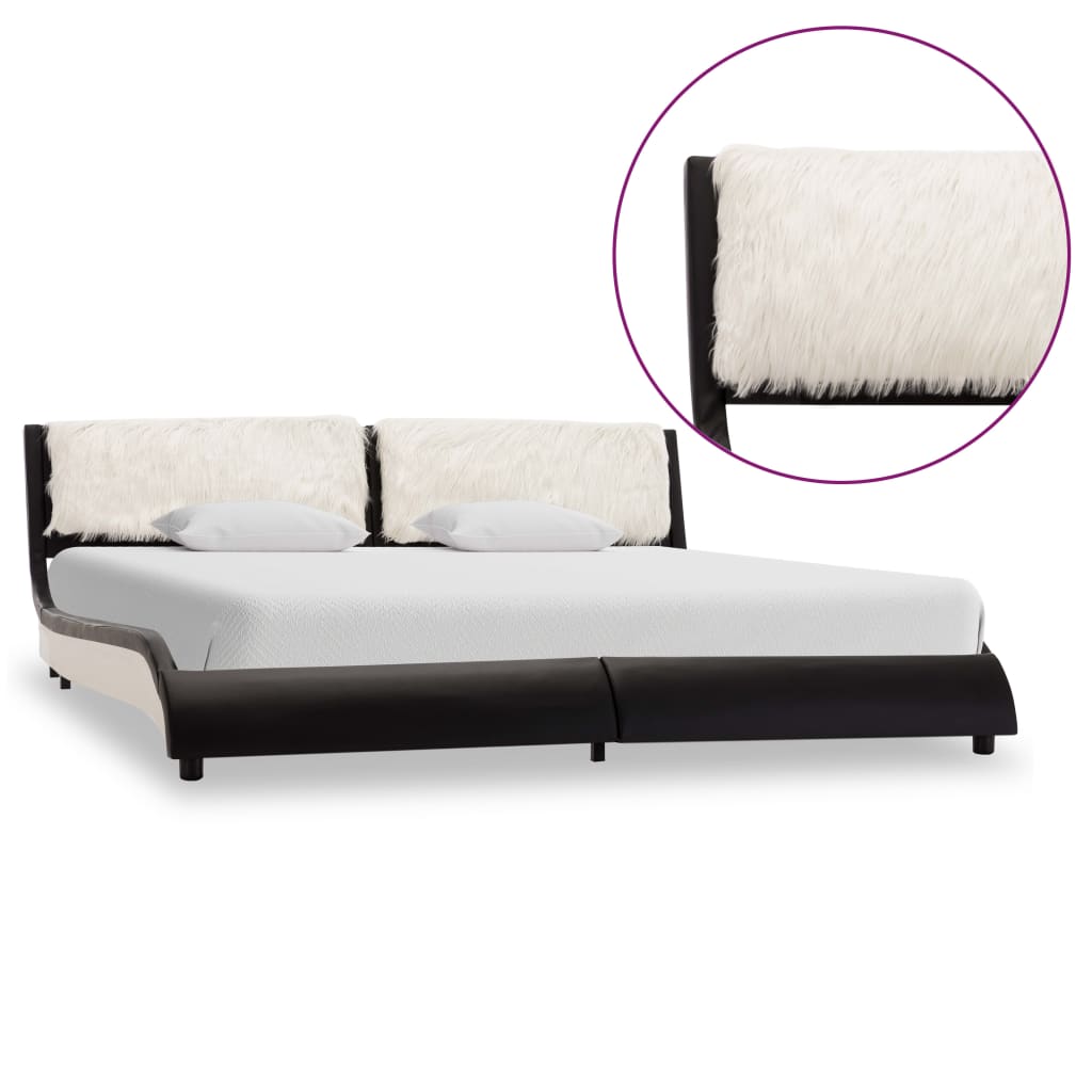 vidaXL Estrutura de cama em couro artificial 180x200 cm preto e branco