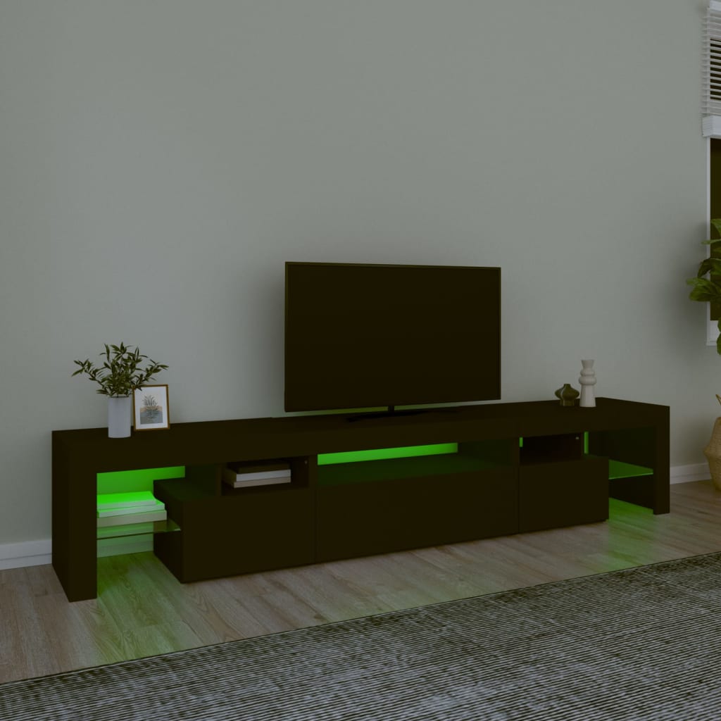 vidaXL Móvel de TV com luzes LED 215x36,5x40 cm preto