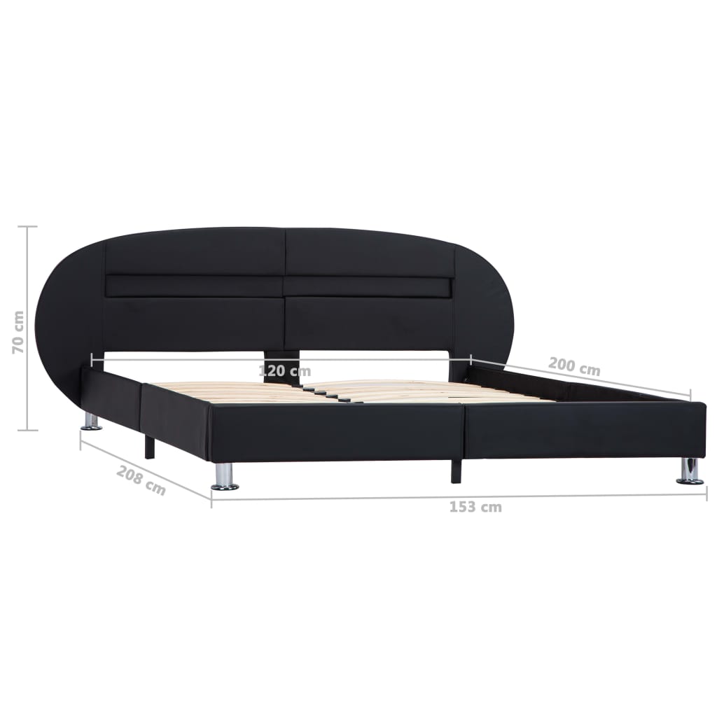 vidaXL Estrutura de cama c/ LEDs 120x200 cm couro artificial preto