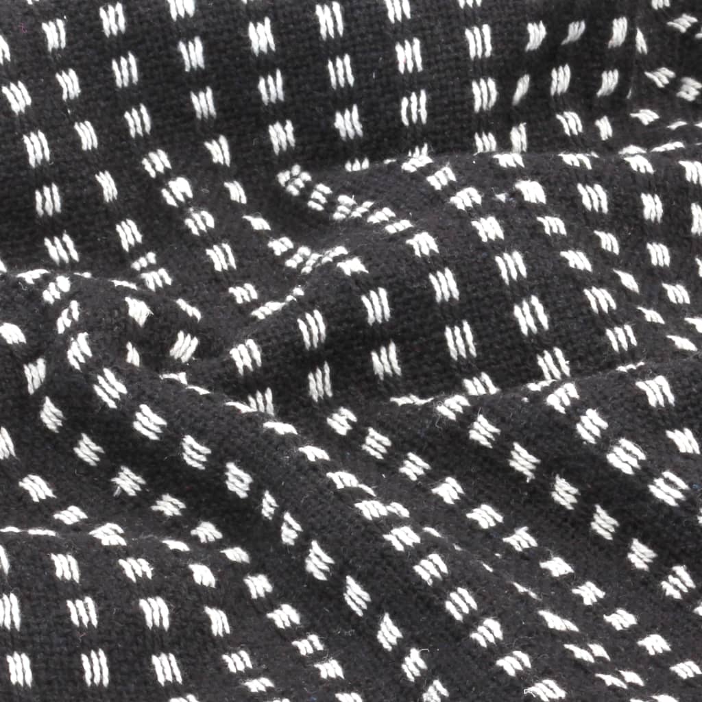 vidaXL Manta em algodão aos quadrados 160x210 cm preto