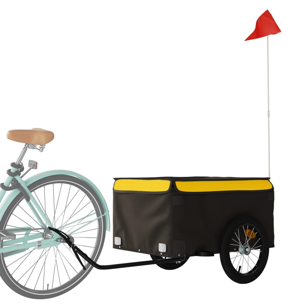 vidaXL Reboque para bicicleta 45 kg ferro preto e amarelo