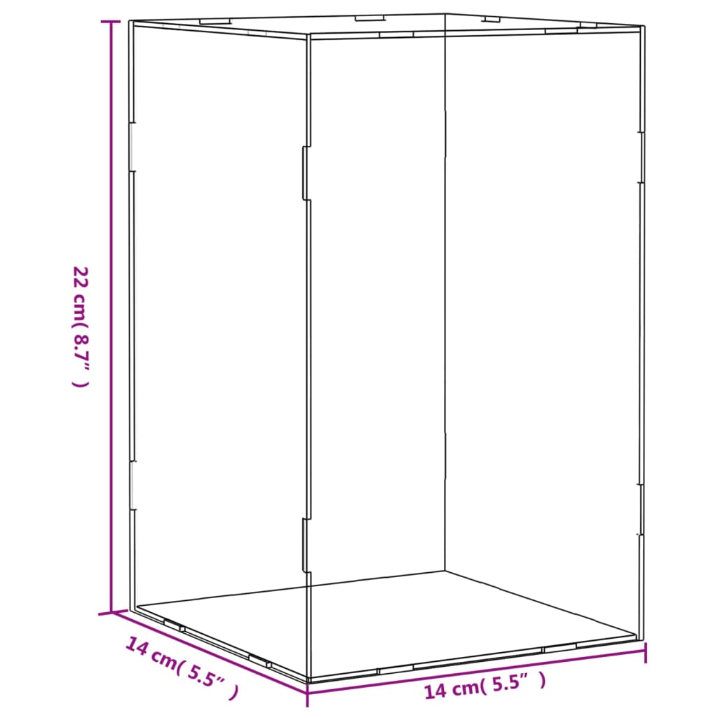 vidaXL Caixa de exposição 14x14x22 cm acrílico transparente