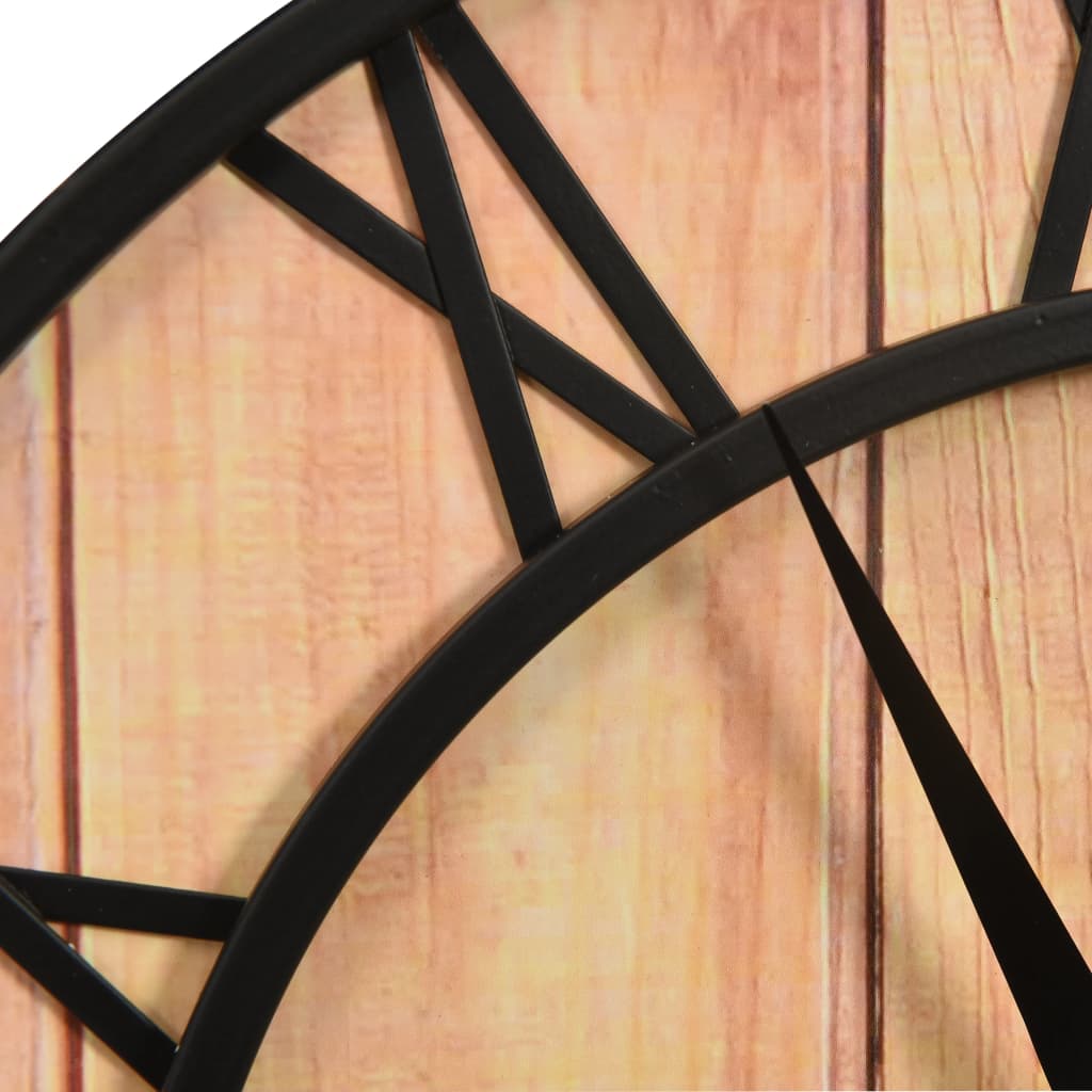 vidaXL Relógio de parede MDF e ferro 39 cm castanho e preto