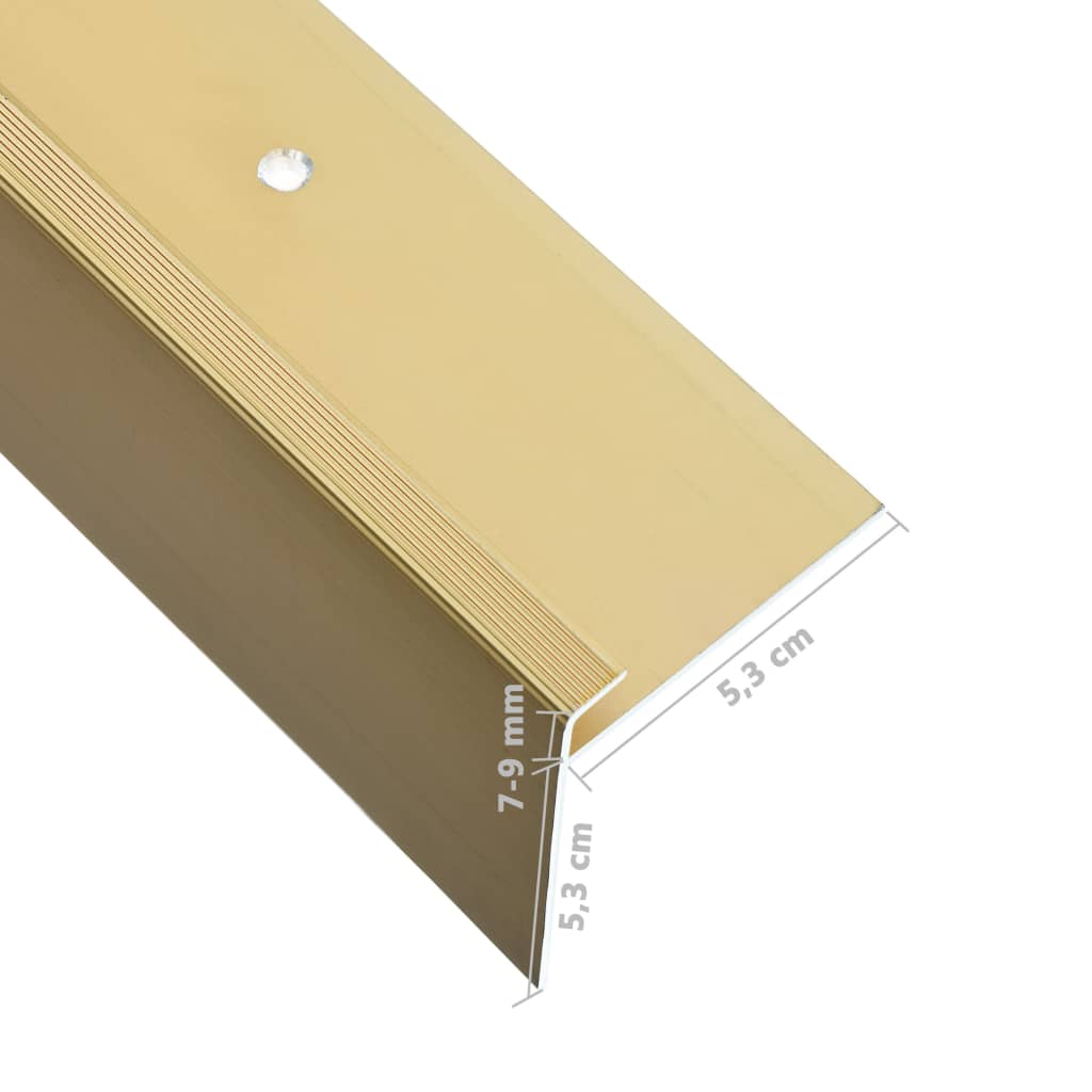 vidaXL Perfil p/ escada em forma de F 15 pcs alumínio 90 cm dourado