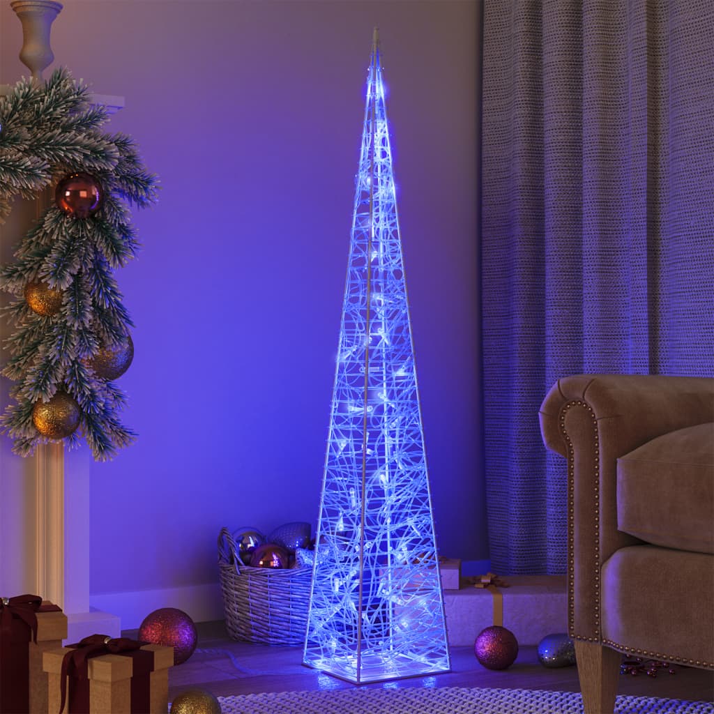 vidaXL Cone de iluminação decorat. c/ LEDs azuis acrílico 120 cm