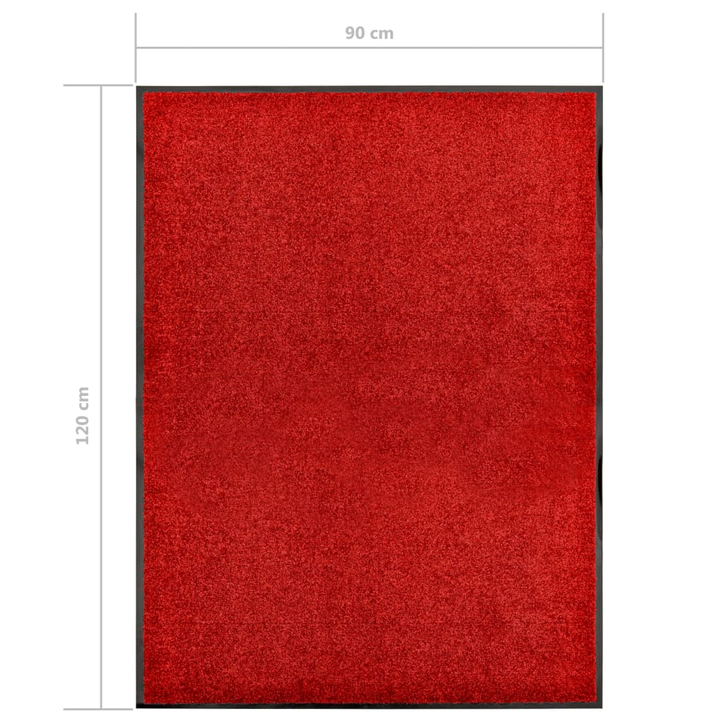 vidaXL Tapete de porta lavável 90x120 cm vermelho
