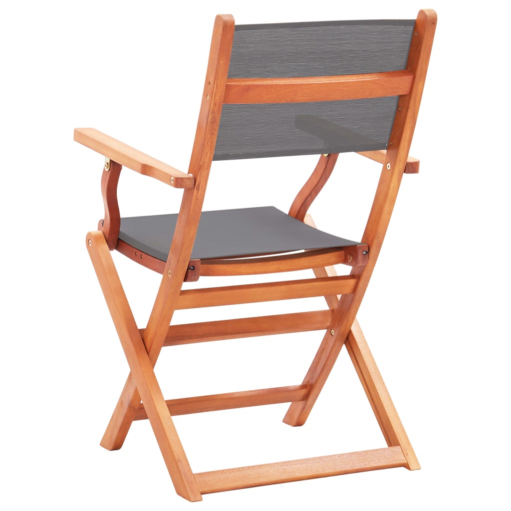 vidaXL Cadeiras jardim dobráveis 2pcs eucalipto maciço/textilene cinza