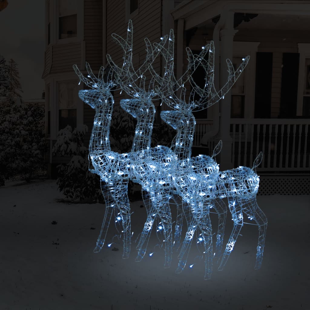 vidaXL Renas decorativas de Natal 3 pcs 120 cm acrílico branco frio