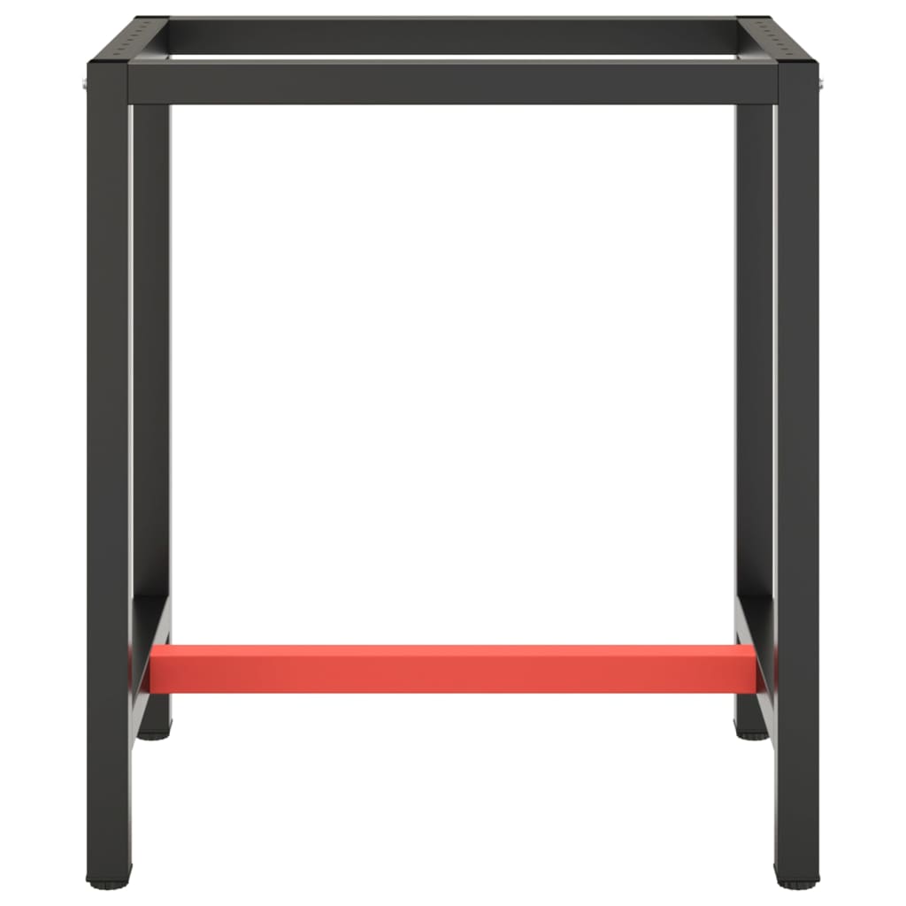 vidaXL Estrutura p/ bancada 70x50x79 cm metal preto e vermelho mate