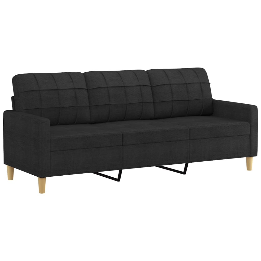 vidaXL 4 pcs conjunto de sofás com almofadas tecido preto
