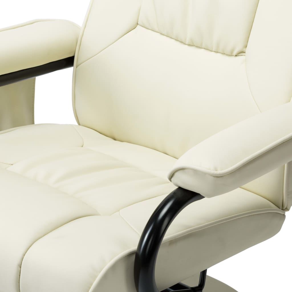 vidaXL Cadeira de massagens c/ apoio de pés couro artificial creme