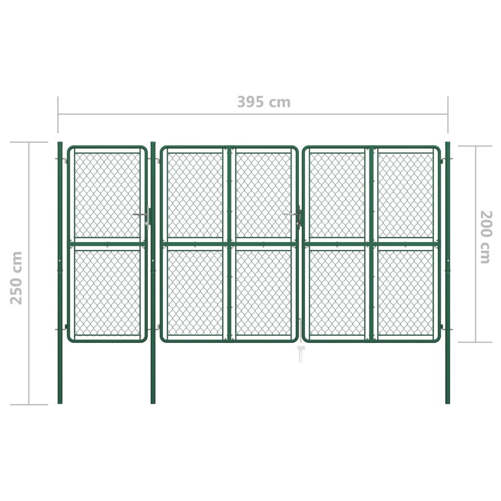vidaXL Portão de jardim 200x395 cm aço verde