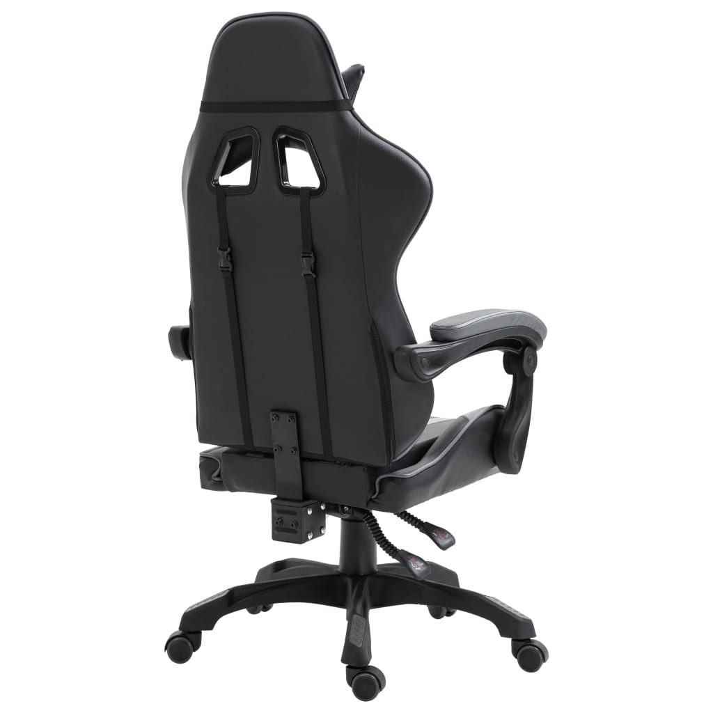 vidaXL Cadeira de gaming couro artificial cinzento