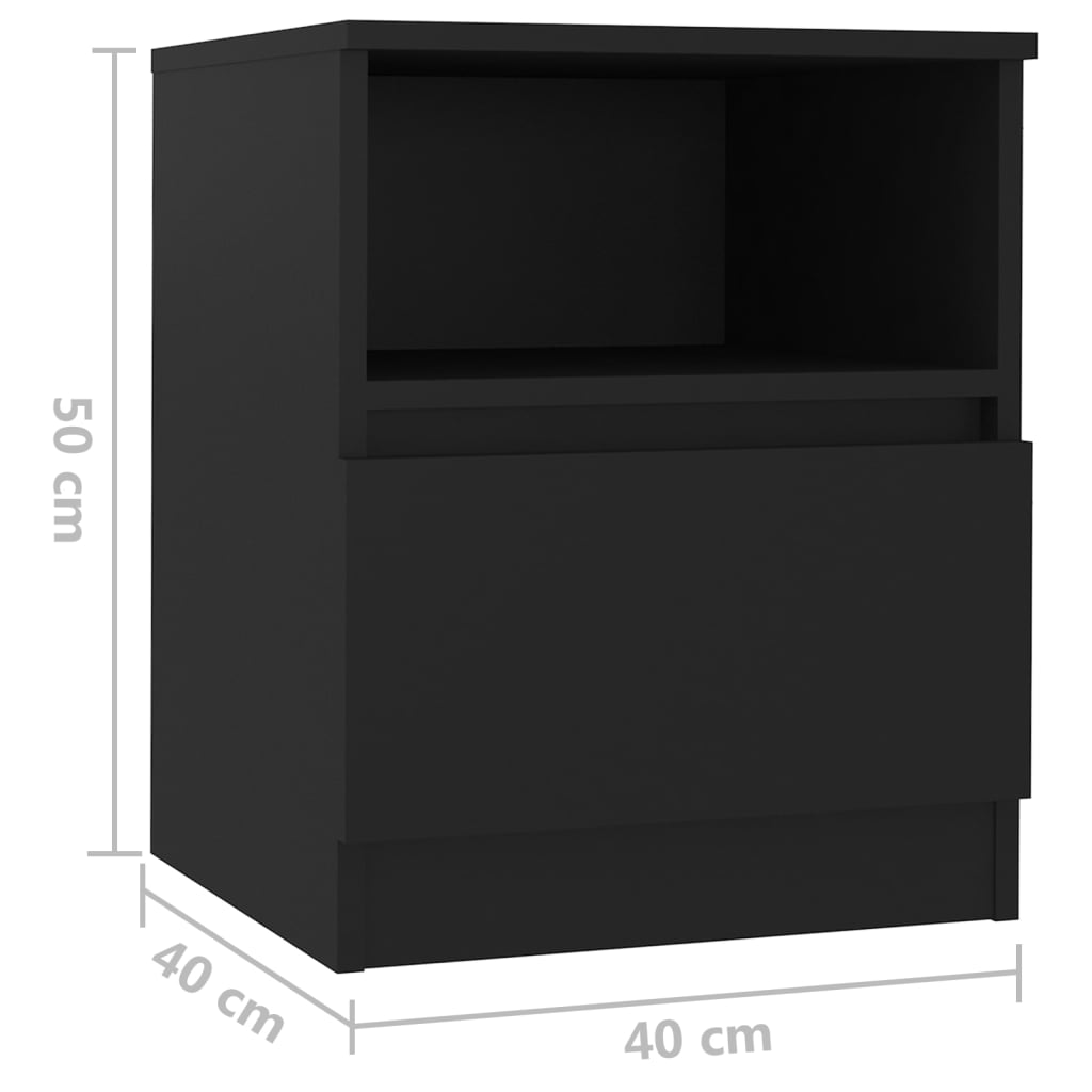 vidaXL Mesas de cabeceira 2 pcs 40x40x50 cm contraplacado preto