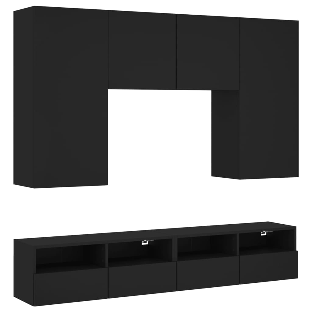 vidaXL 5 pcs móveis de parede p/ TV derivados de madeira preto