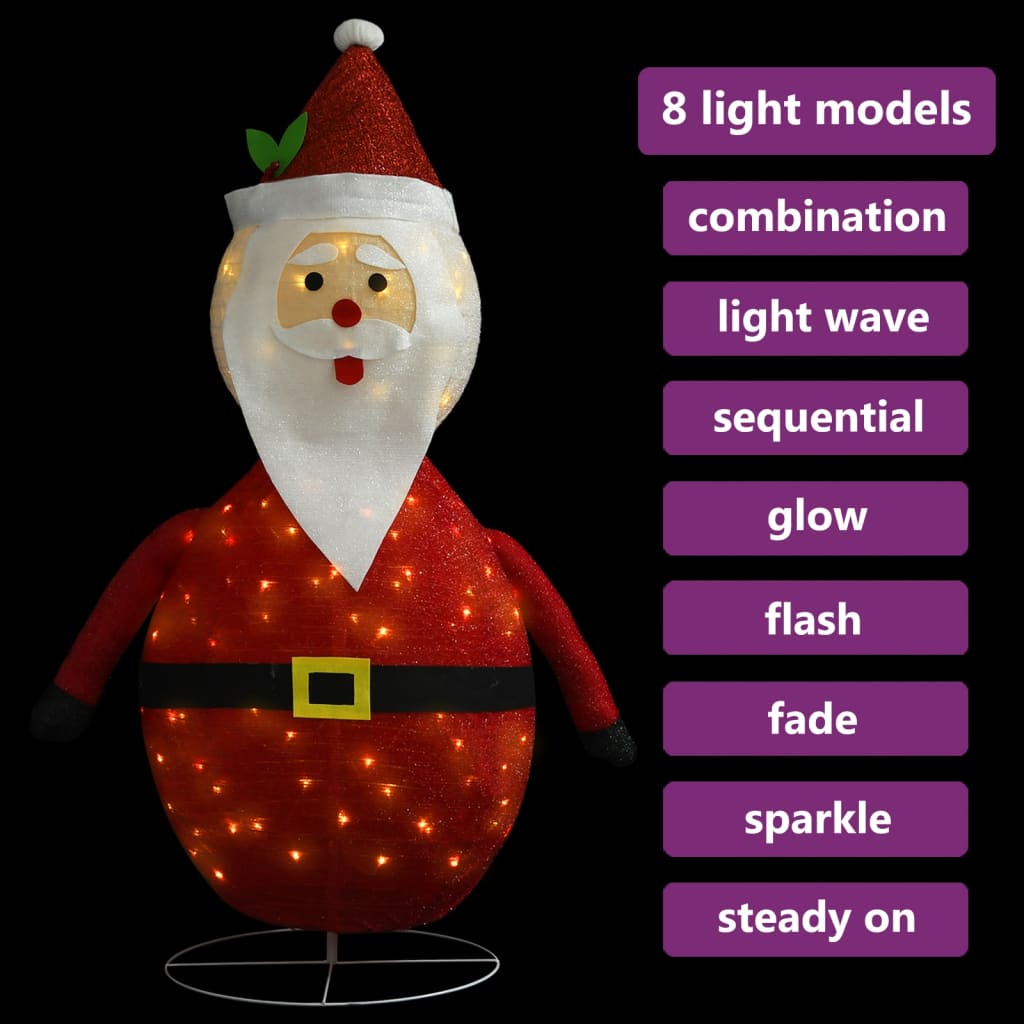 vidaXL Pai Natal decorativo com luzes LED tecido de luxo 90 cm