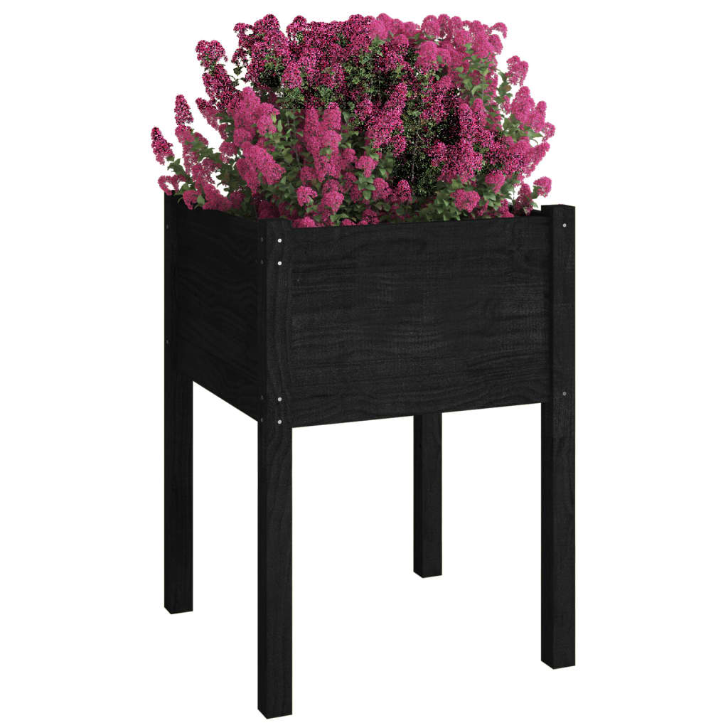 vidaXL Vaso/floreira de jardim 2 pcs 50x50x70 cm pinho maciço preto