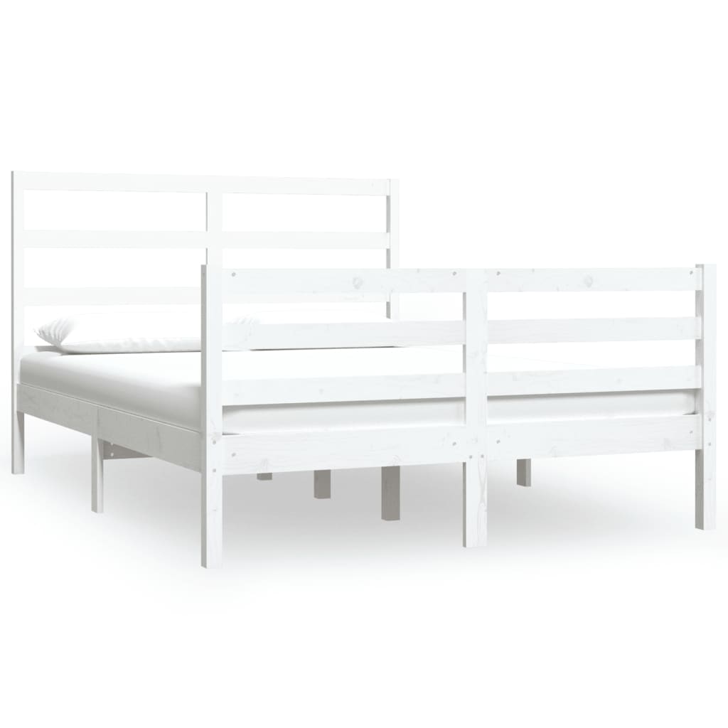 vidaXL Estrutura de cama pequena casal 120x190 cm pinho maciço branco