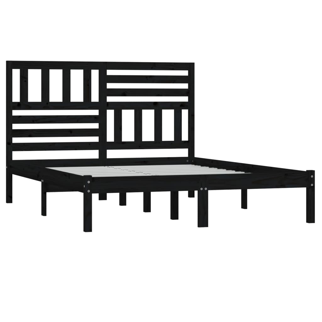 vidaXL Estrutura de cama 140x200 cm madeira de pinho maciça preto