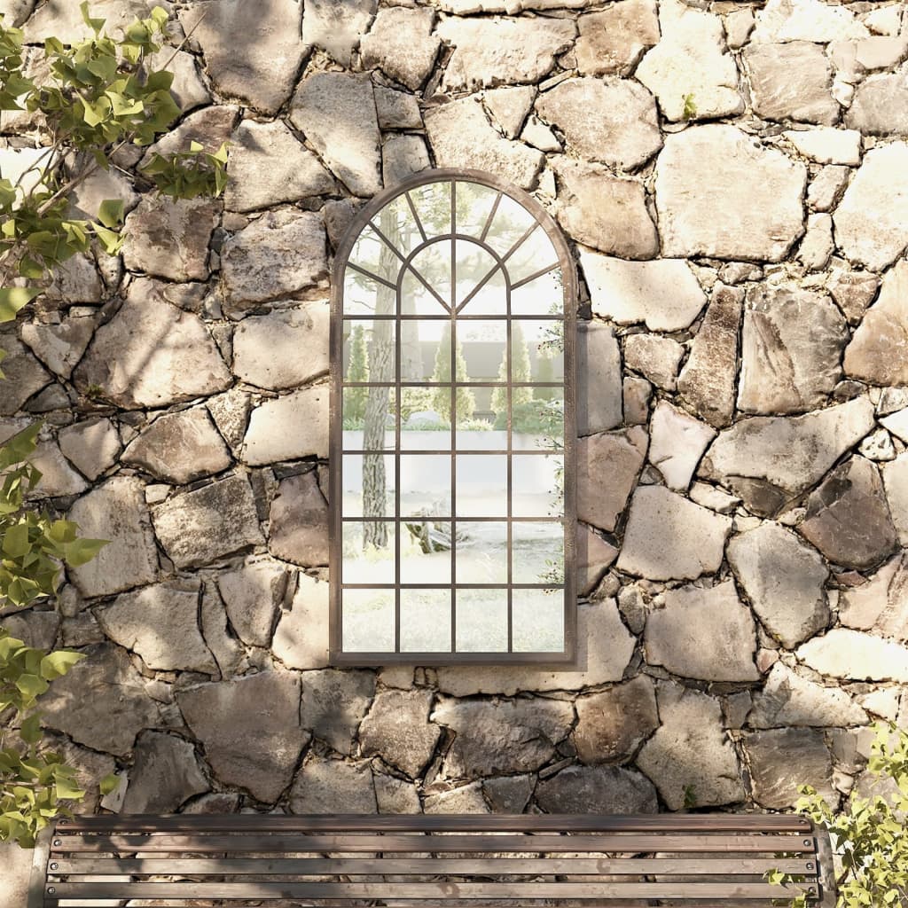 vidaXL Espelho de jardim p/ uso exterior ferro 90x45 cm cor de areia