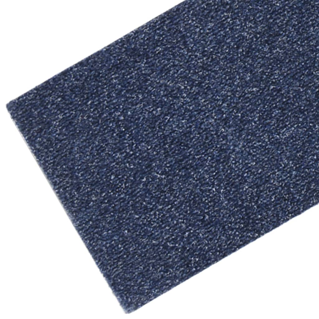 vidaXL Tapetes escada adesivos retangulares 15 pcs 76x20cm cinza/azul