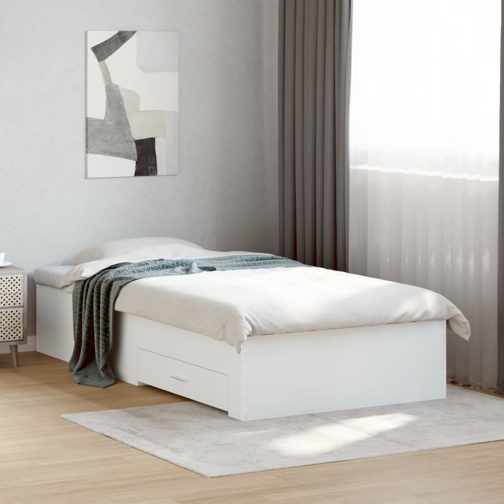 vidaXL Estrutura de cama c/ gavetas 200x200cm derivados madeira branco