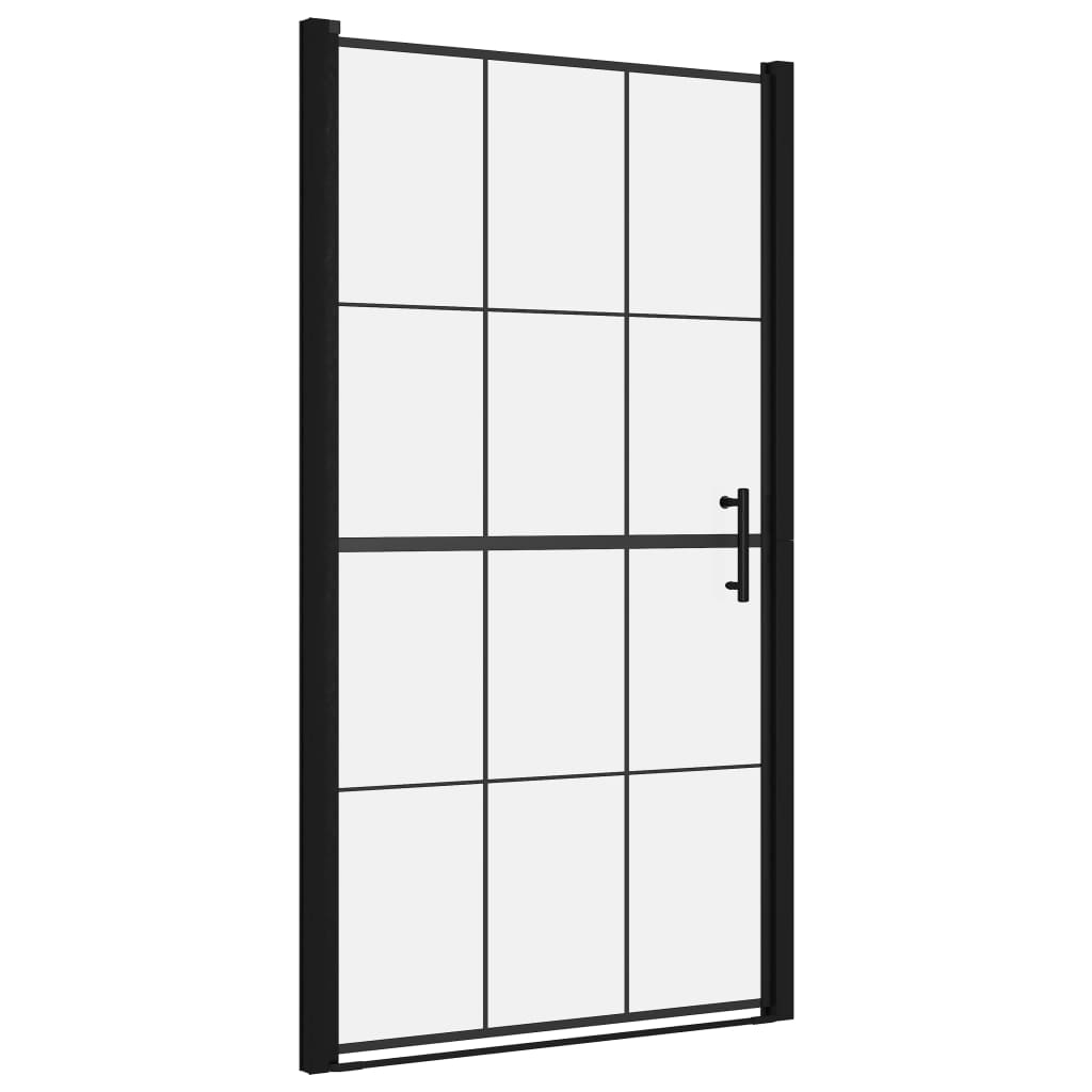 vidaXL Porta de chuveiro vidro temperado 100x178 cm preto