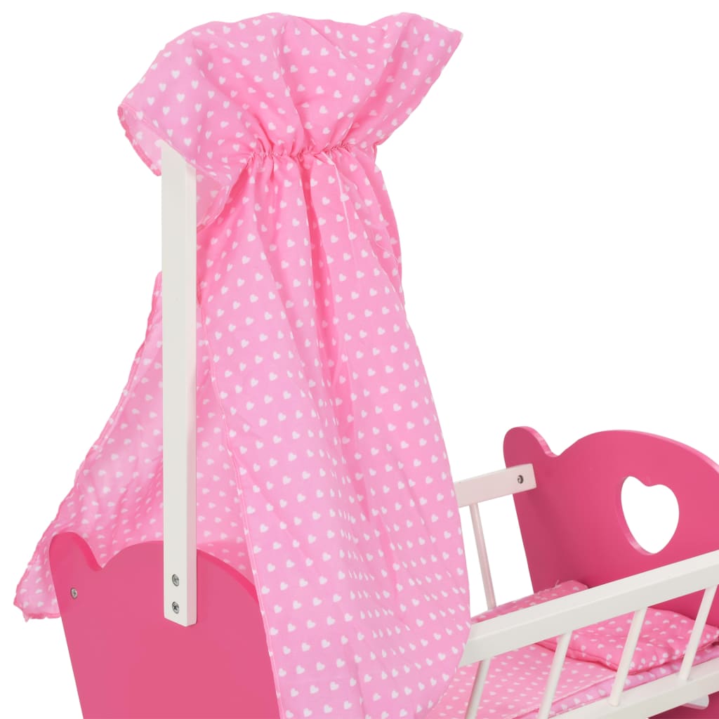 vidaXL Cama de bonecas com dossel MDF 50x34x60 cm rosa
