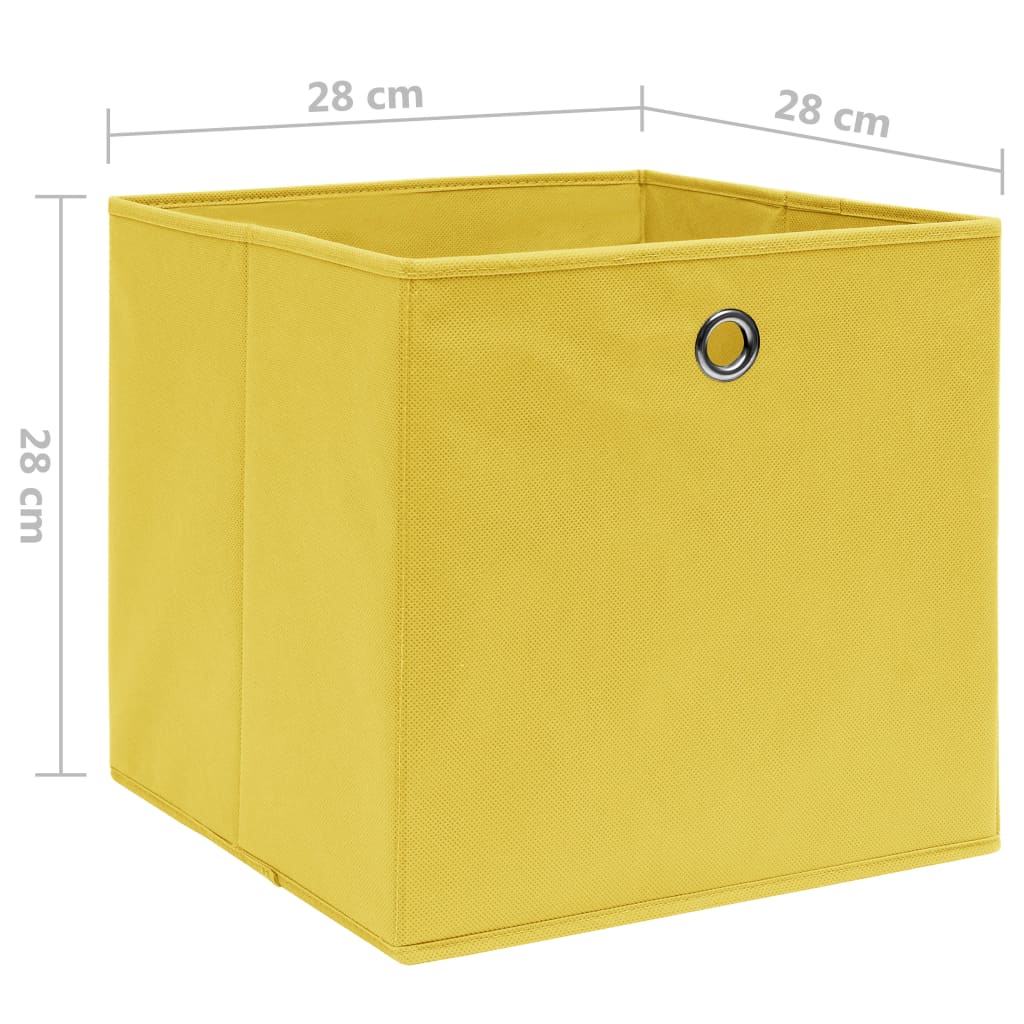 vidaXL Caixas arrumação 10 pcs 28x28x28 cm tecido-não-tecido amarelo