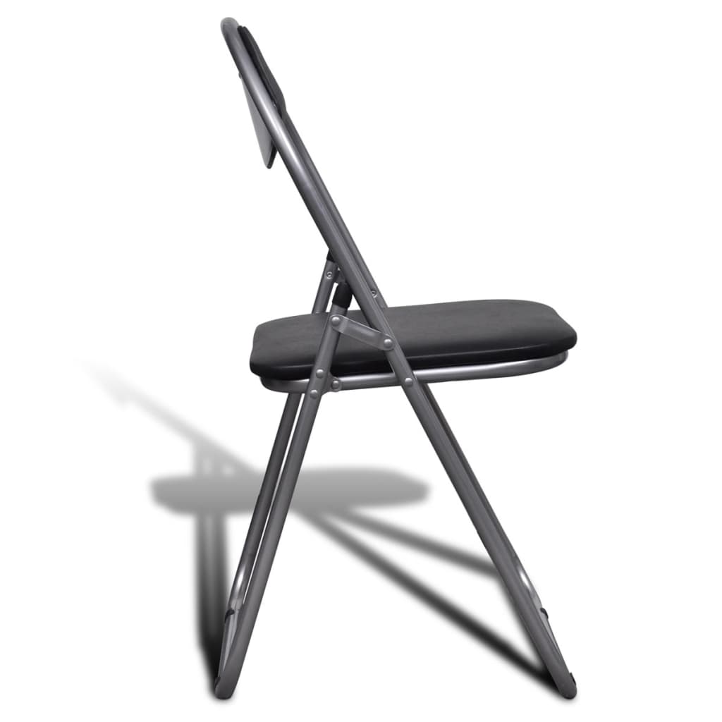 vidaXL Cadeiras de jantar dobráveis 6 pcs couro artificial e aço preto