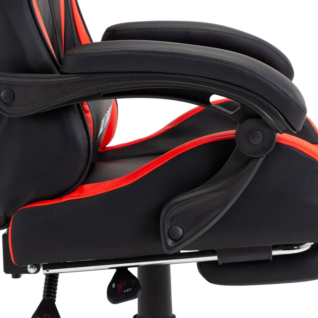 vidaXL Cadeira estilo corrida c/ apoio pés couro artif. vermelho/preto