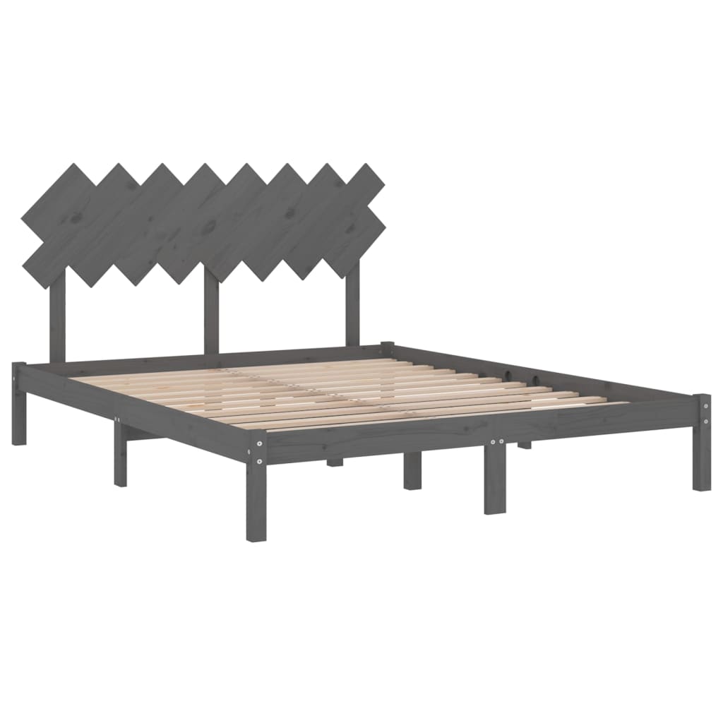 vidaXL Estrutura de cama 160x200 cm cinzento madeira maciça