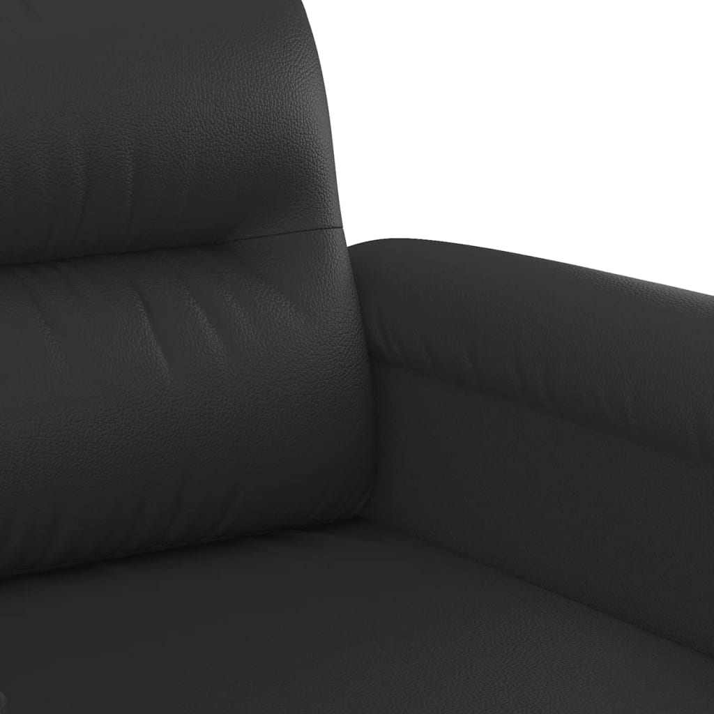 vidaXL 2 pcs conjunto de sofás com almofadões couro artificial preto