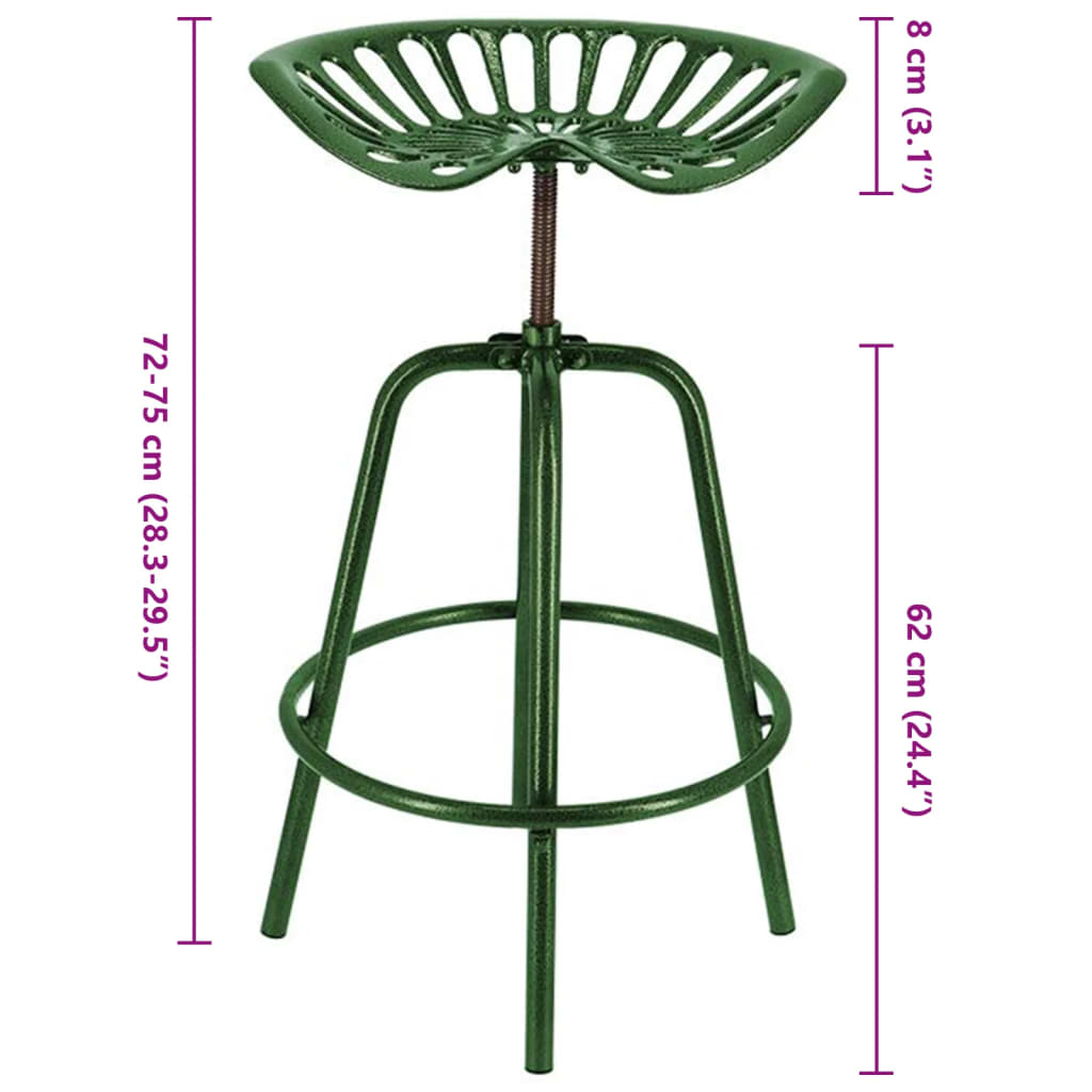 Esschert Design Cadeira de bar industrial verde