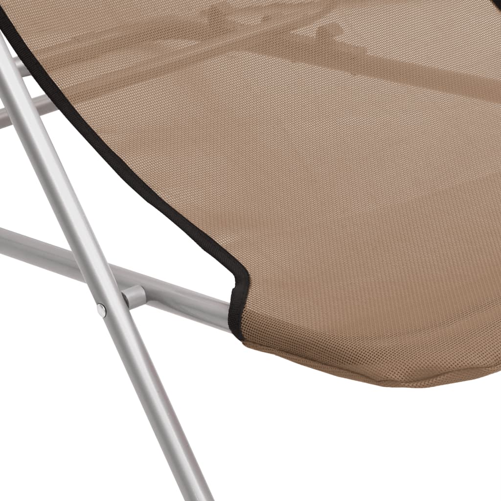 vidaXL Cadeiras praia dobráveis 2pcs textilene/aço cinza-acastanhado