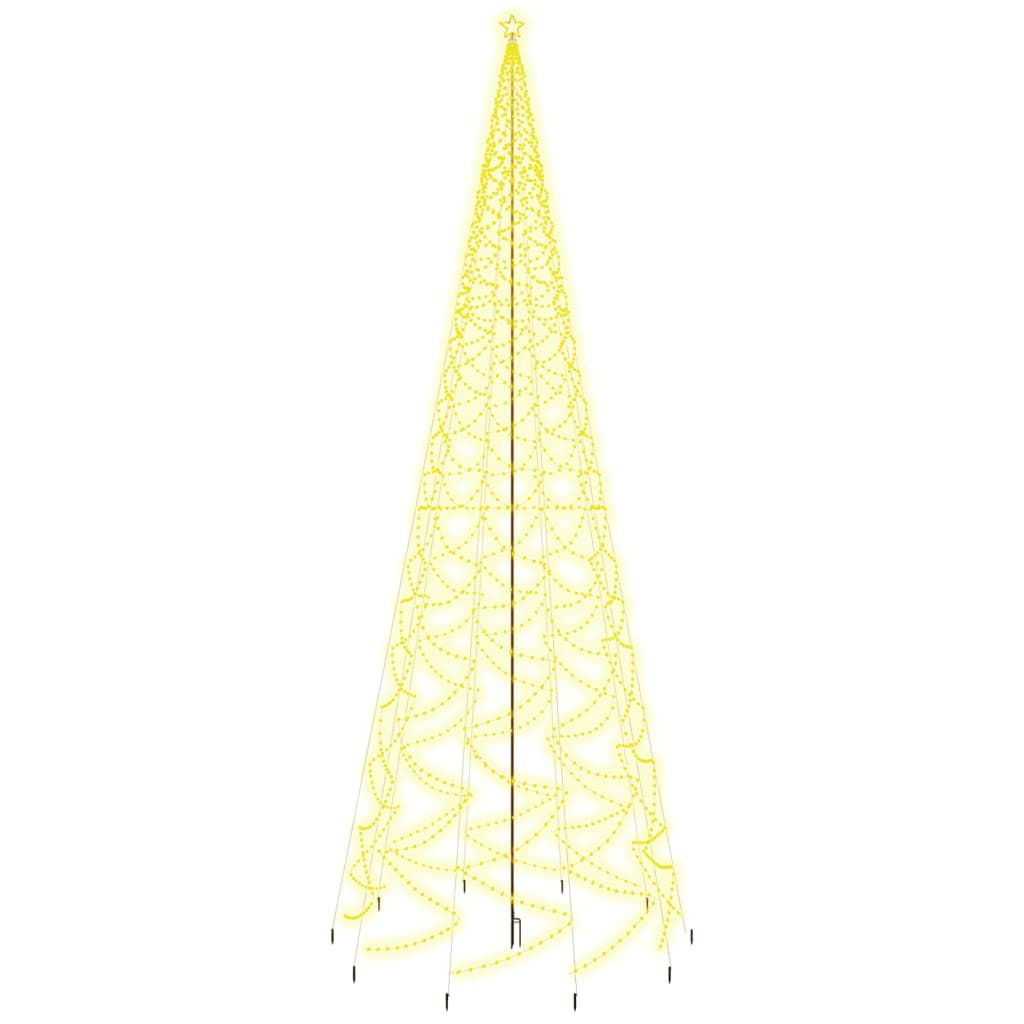 vidaXL Árvore de Natal com espigão 3000 luzes LED 800 cm branco quente