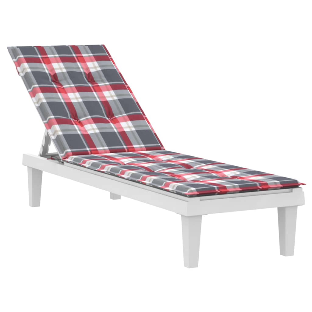 vidaXL Almofadão cadeira de terraço (75+105)x50x3cm xadrez vermelho