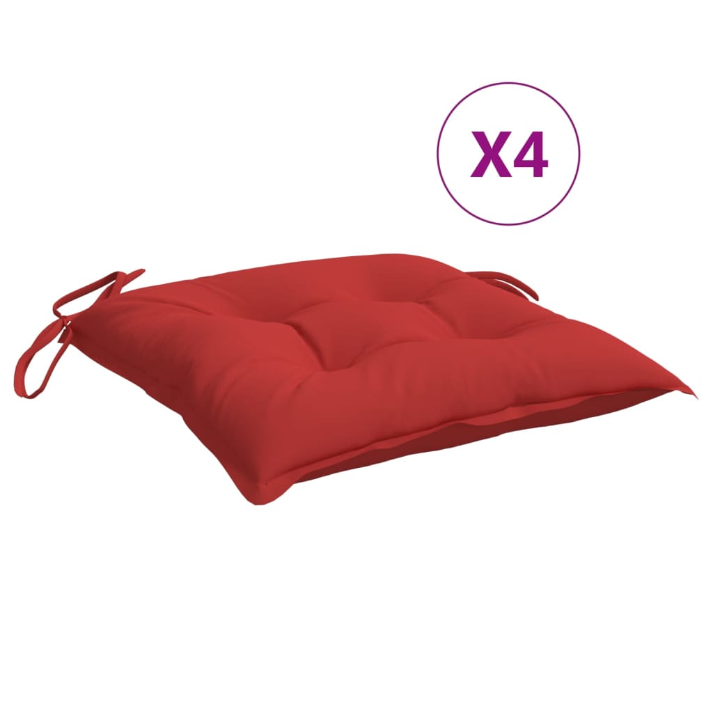 vidaXL Almofadões de cadeira 4 pcs 40x40x7 cm tecido oxford vermelho