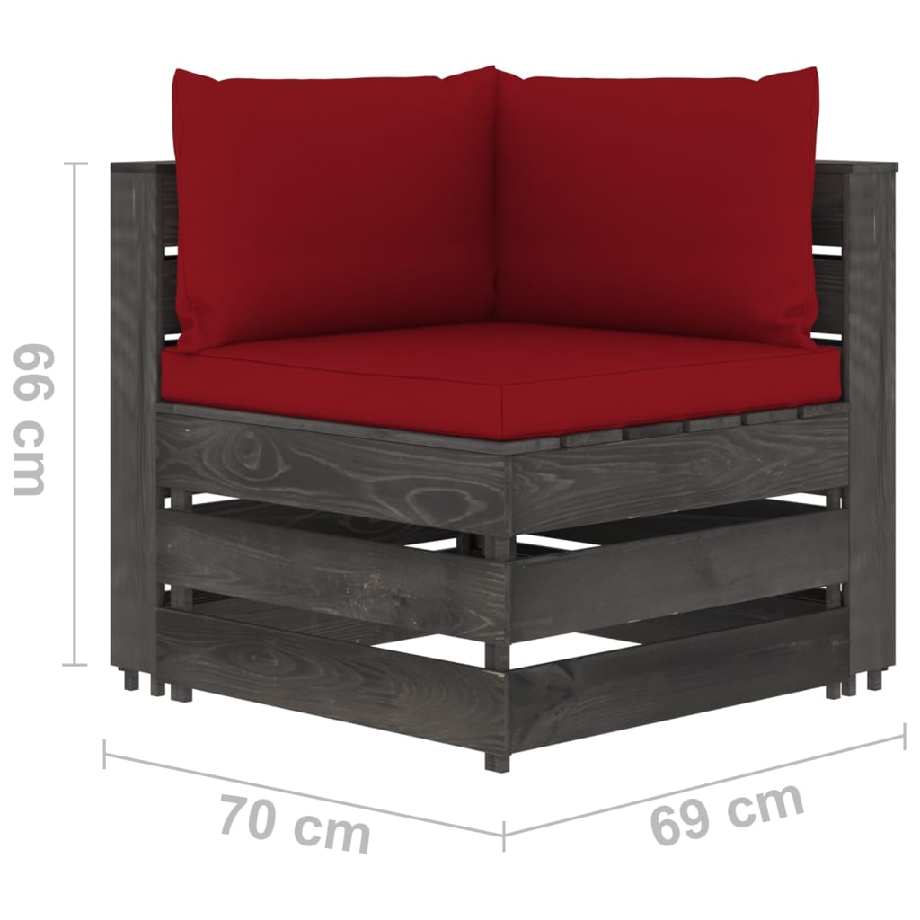 vidaXL 11pcs conj. lounge jardim + almofadões madeira impreg. cinzento