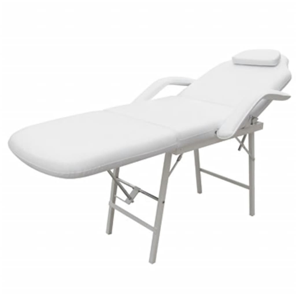 Cadeira massagem com encosto ajustável e apoio para os pés, branco