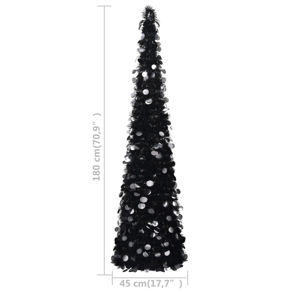 vidaXL Árvore de Natal pop-up artificial 180 cm PET preto