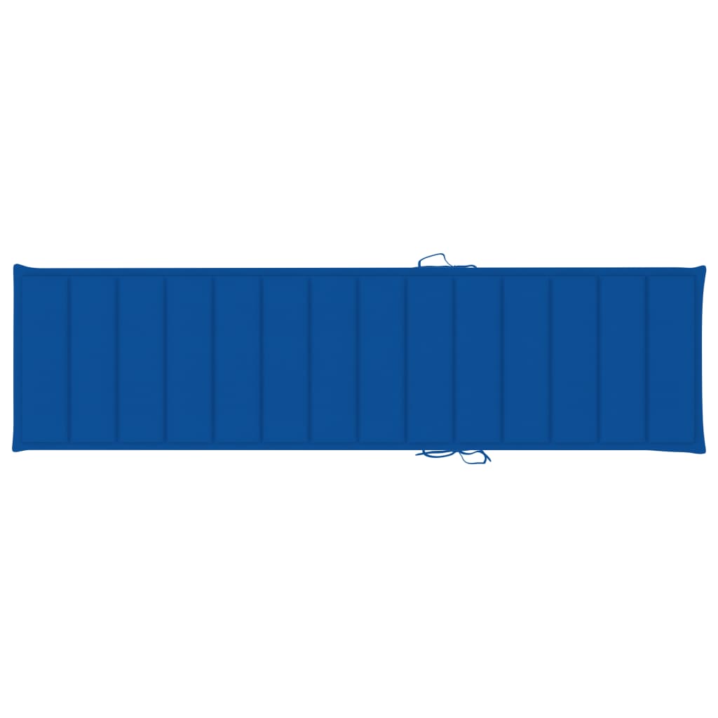 vidaXL Espreguiçadeira com almofadão azul real madeira teca maciça
