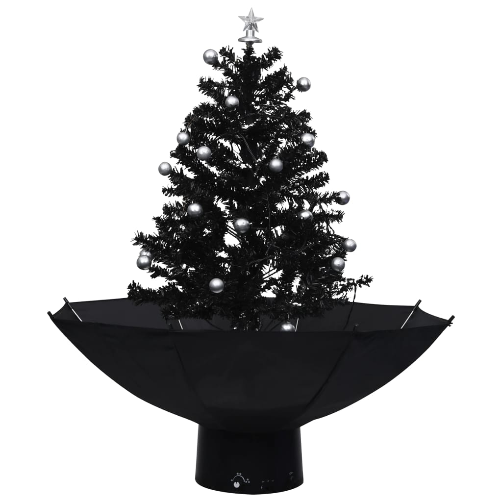 vidaXL Árvore Natal c/ neve base formato guarda-chuva 75 cm PVC preto
