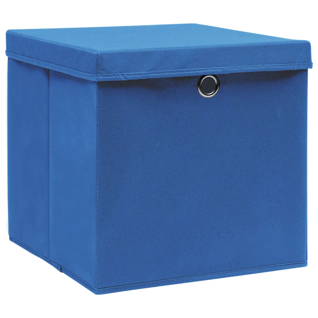 vidaXL Caixas de arrumação com tampas 10 pcs 28x28x28 cm azul