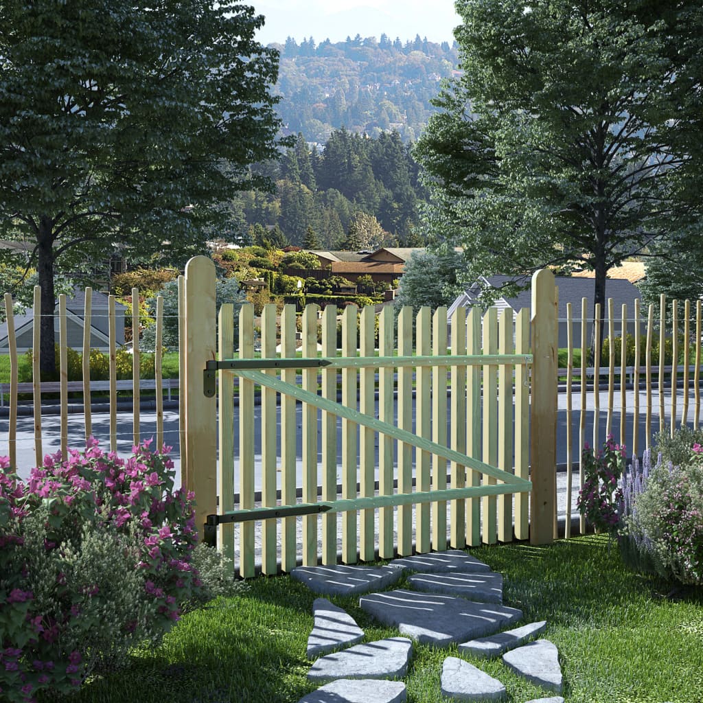vidaXL Portão de jardim em estacas 100x75 cm pinho impregnado