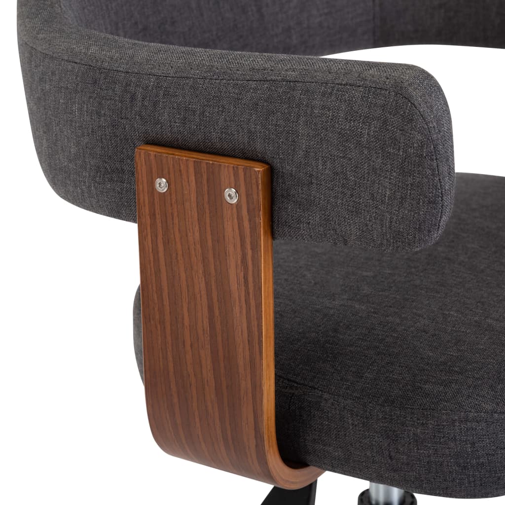 vidaXL Cadeira de jantar giratória madeira curvada e tecido cinzento