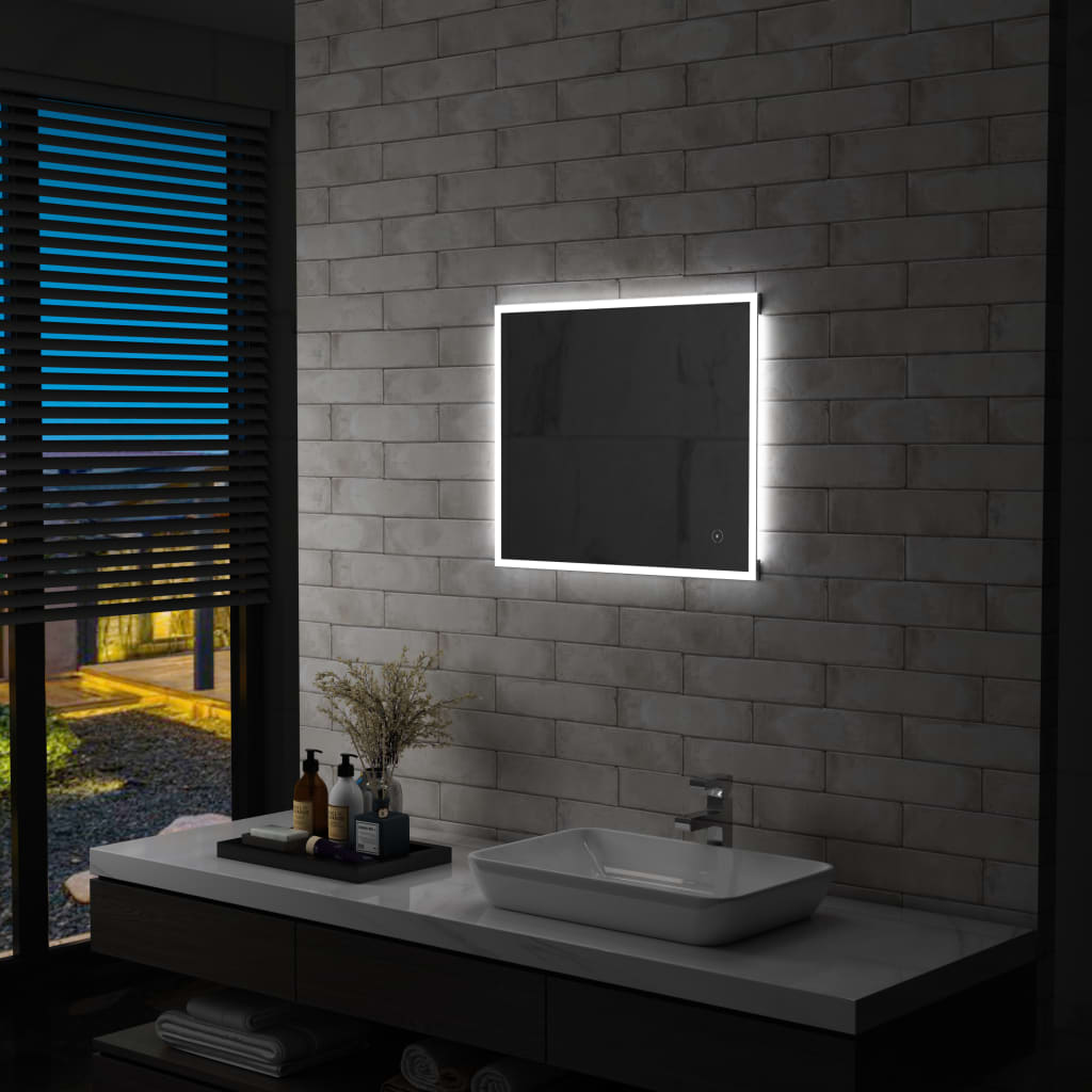 vidaXL Espelho de parede LED c/ sensor tátil casa de banho 60x50 cm